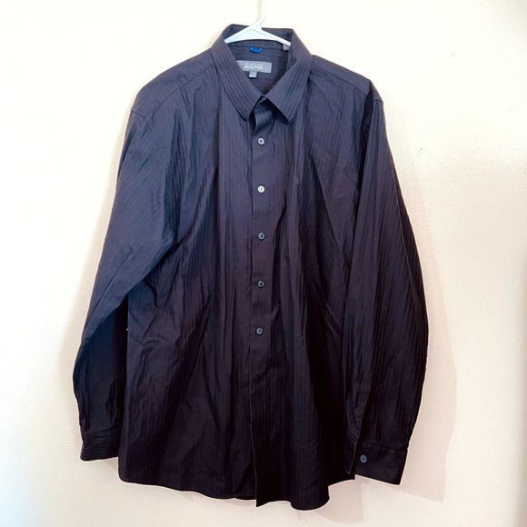 Kenneth Cole reaction black long sleeve shirt 17.5 34/35 slim fit - Picture 1 of 7